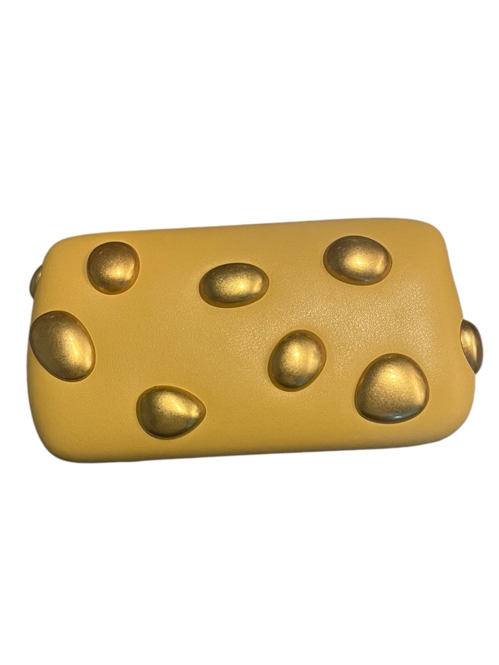 Zara Yellow Clutch with Gold Orb Studs